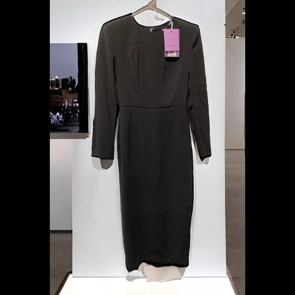 New Sergio Hudson Size XXS Target Women's Black Strong Shoulder Midi Dress - Picture 1 of 2